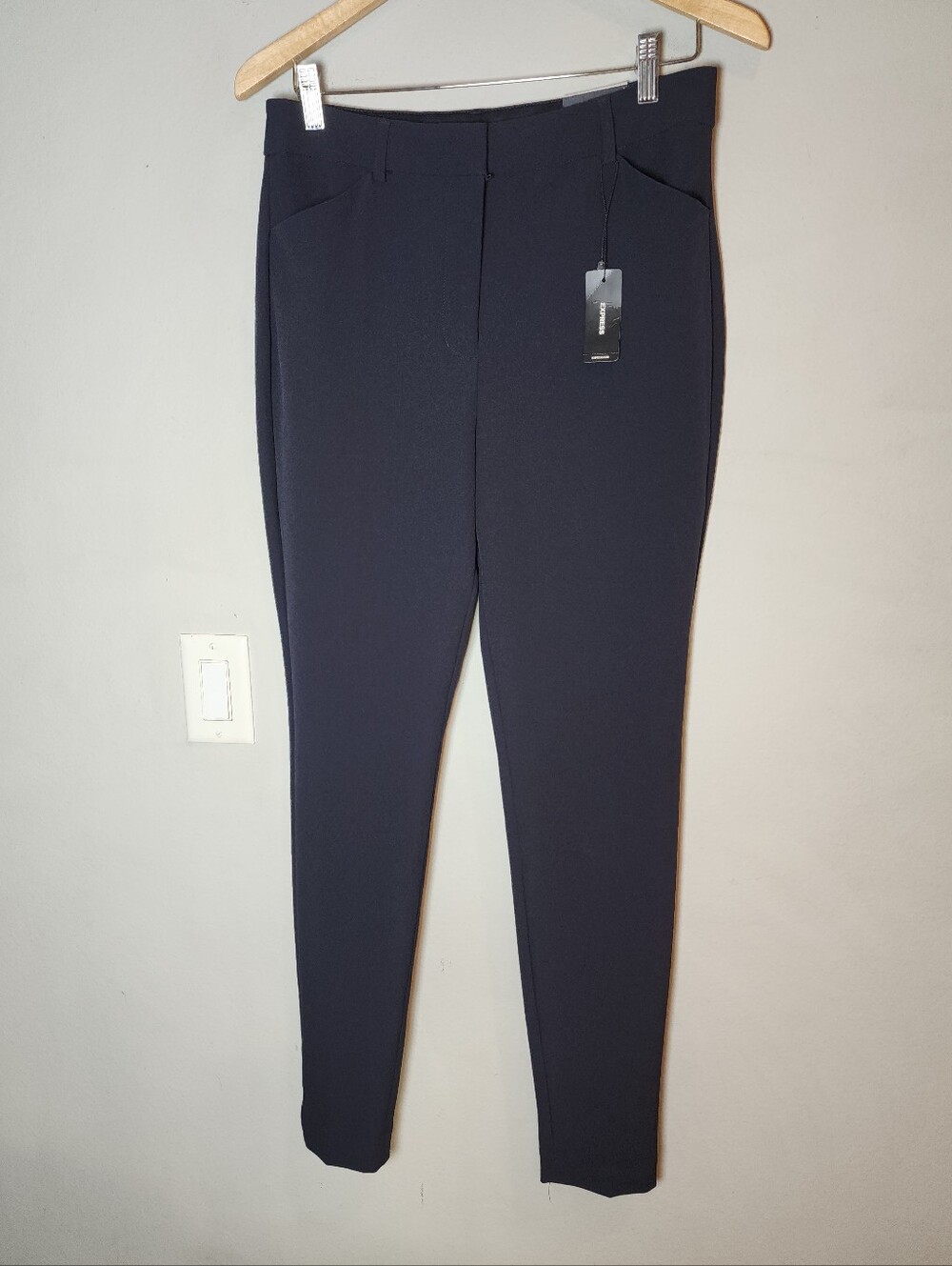 Size 8 Tall NWT Express Editor Skinny High Rise Navy Blue Pants 8L 8 Long Career